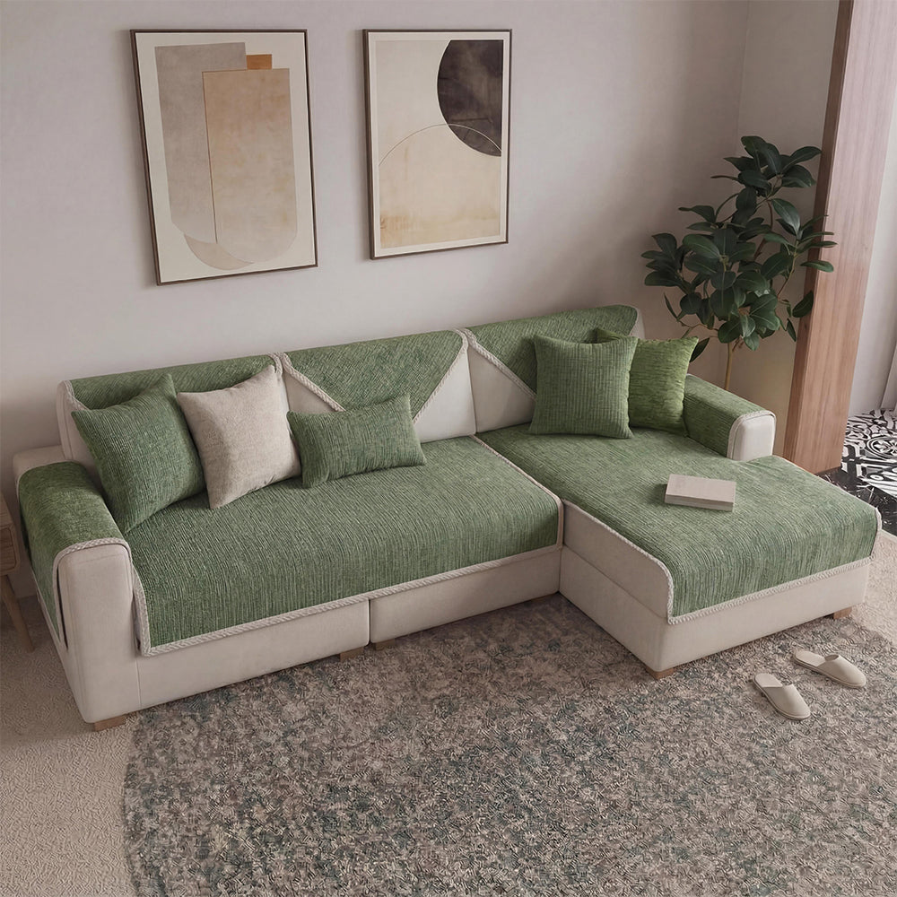 Waterproof Antimicrobial Simple Chenille Fabric Anti-scratch Sectional Couch Cover