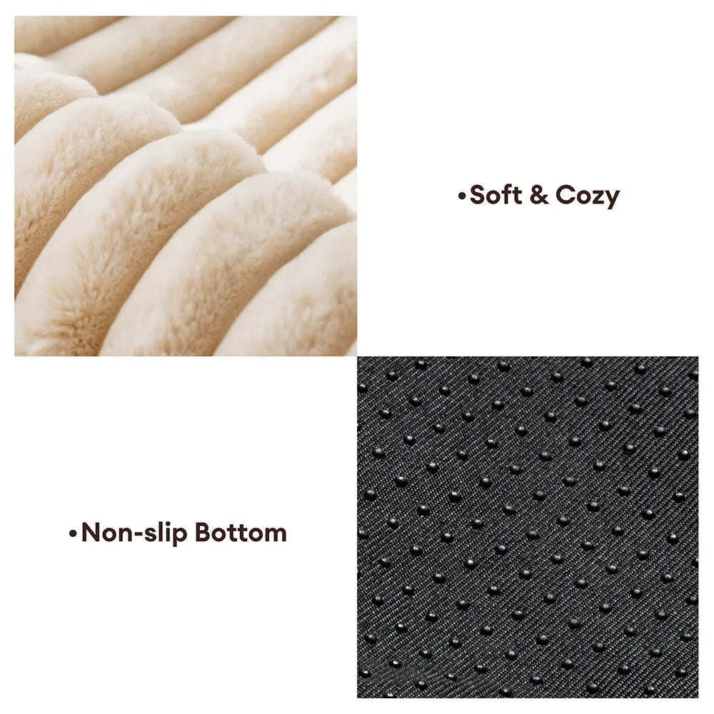 Waterproof Ribbed Plush Bolster Dog Car Seat Bed with Safety Tethers