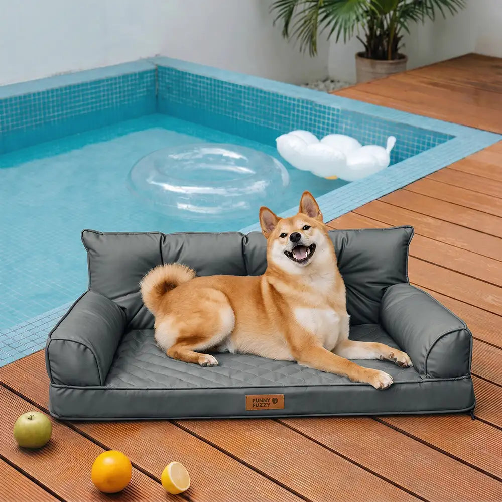 Luxe Faux Faux Leatht ortopedic ortopedic Bed de perros grande - Corelounge