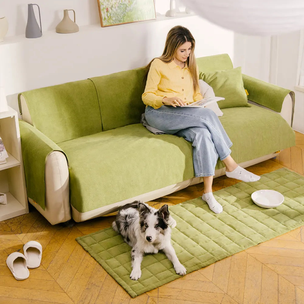 Wasserdichter und anwuchshemmender Couchbezug aus Chenille-Gewebe mit Fischgrätenmuster