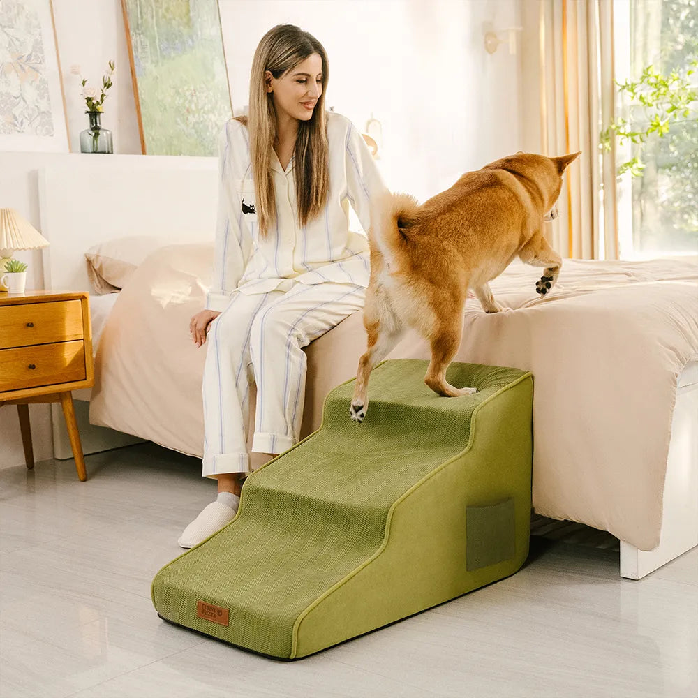 Non-slip All-season Extra Wide Portable Dog Stairs - Retro