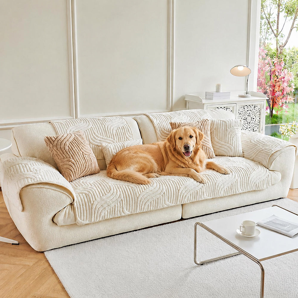Soft Plush Geometric Textured Non-Slip Couch Cover