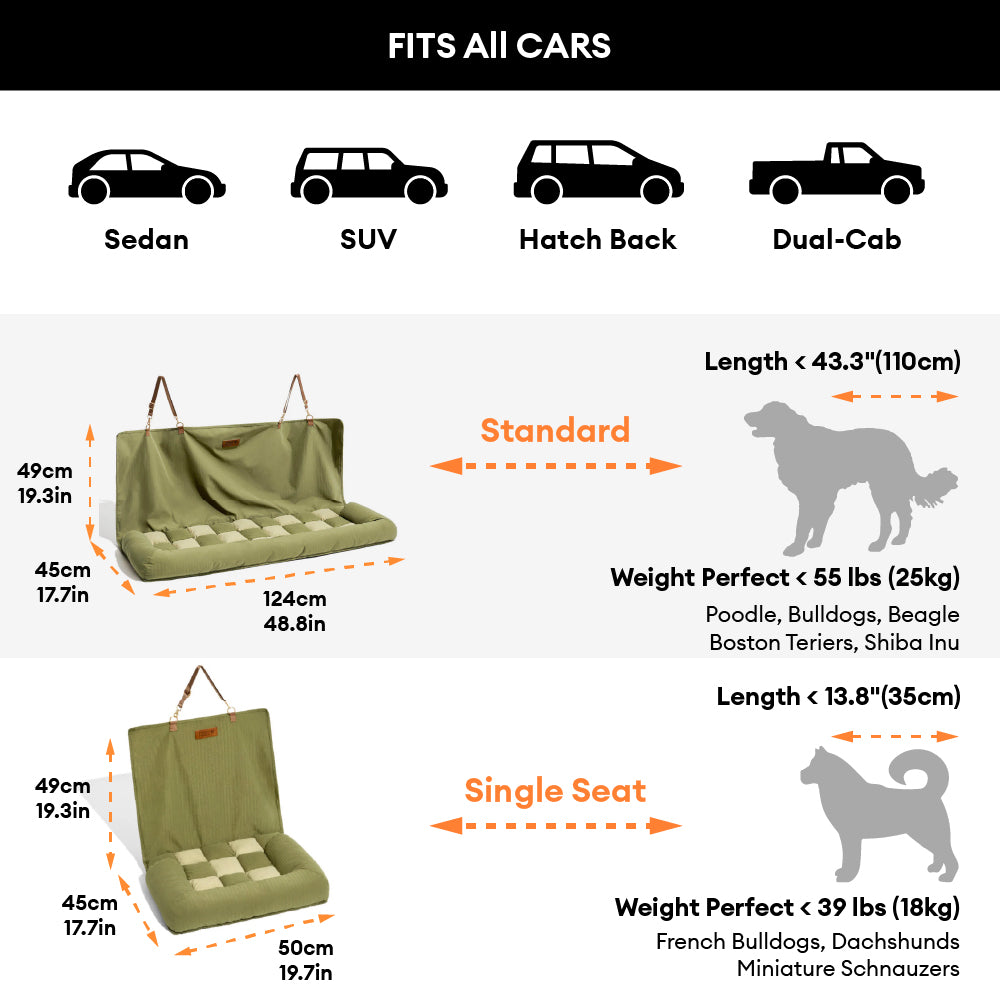 Travel Bolster Safety Back Seat Large Dog Car Seat Bed - Chessboard Lounge