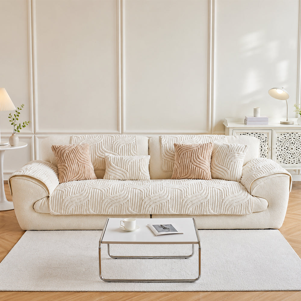 Soft Plush Geometric Textured Non-Slip Couch Cover