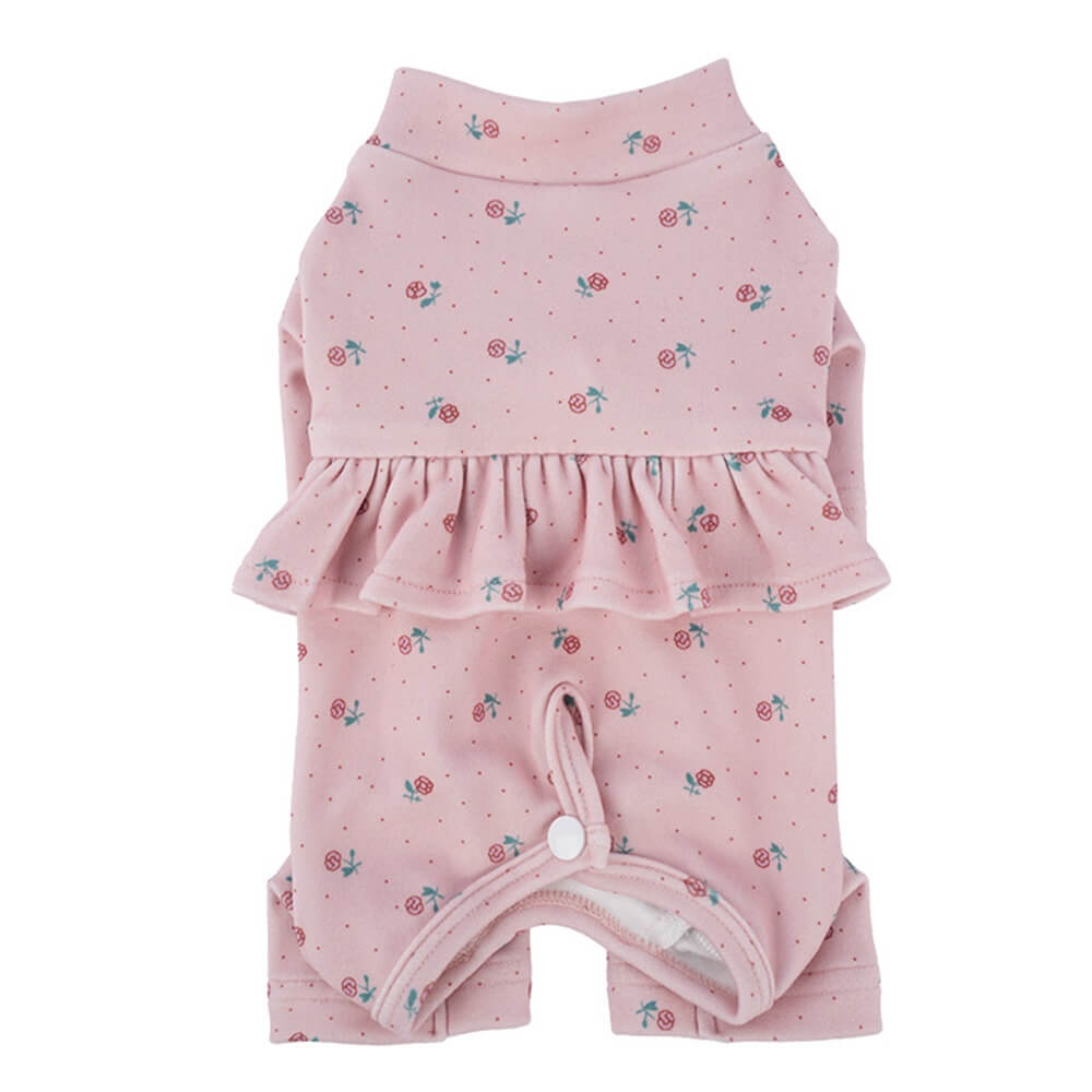 Pijama de perros de volante floral - ropa de dormir adorable y acogedora para perros