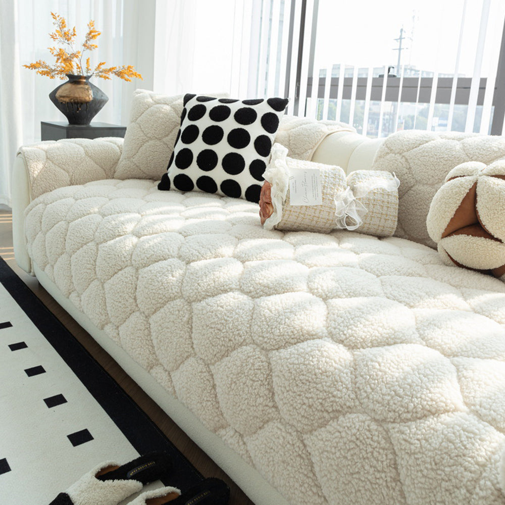 Pet-Friendly Thickened Soft Sherpa Fleece Non-Slip Sofa Protector Couch Cover