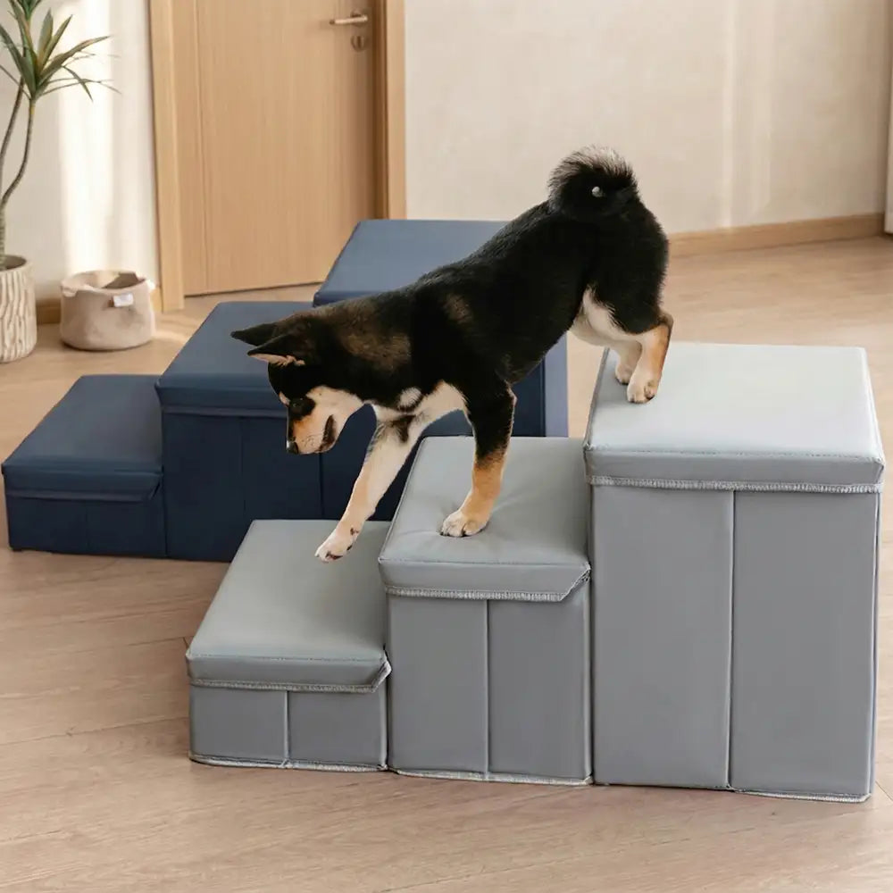 Arthritis-Friendly Multifunctional Foldable Non-Slip Dog Stairs with Storage and Condo