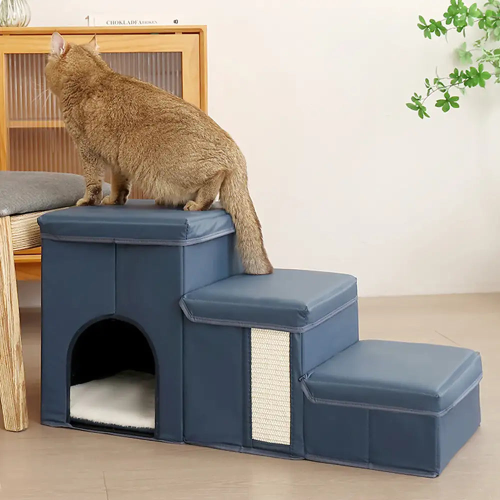Arthritis-Friendly Multifunctional Foldable Non-Slip Dog Stairs with Storage and Condo