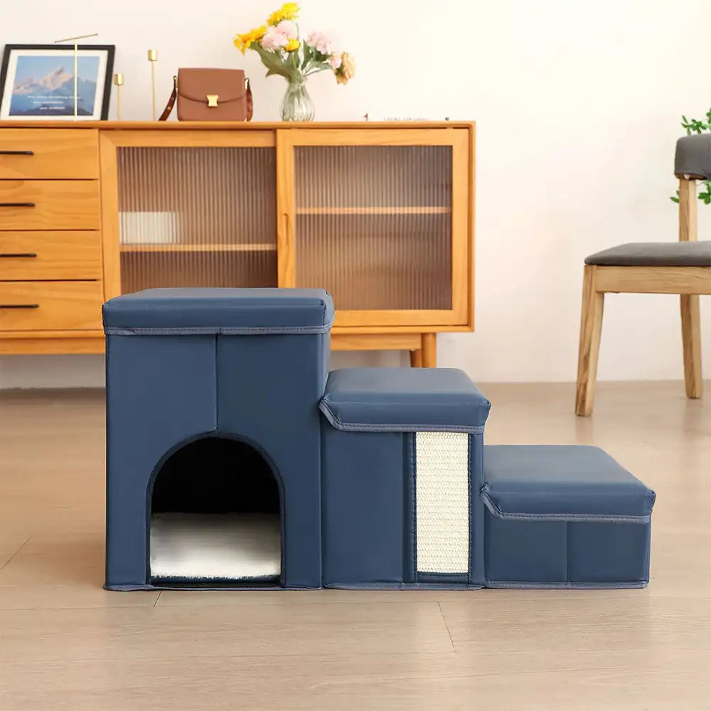 Arthritis-Friendly Multifunctional Foldable Non-Slip Dog Stairs with Storage and Condo