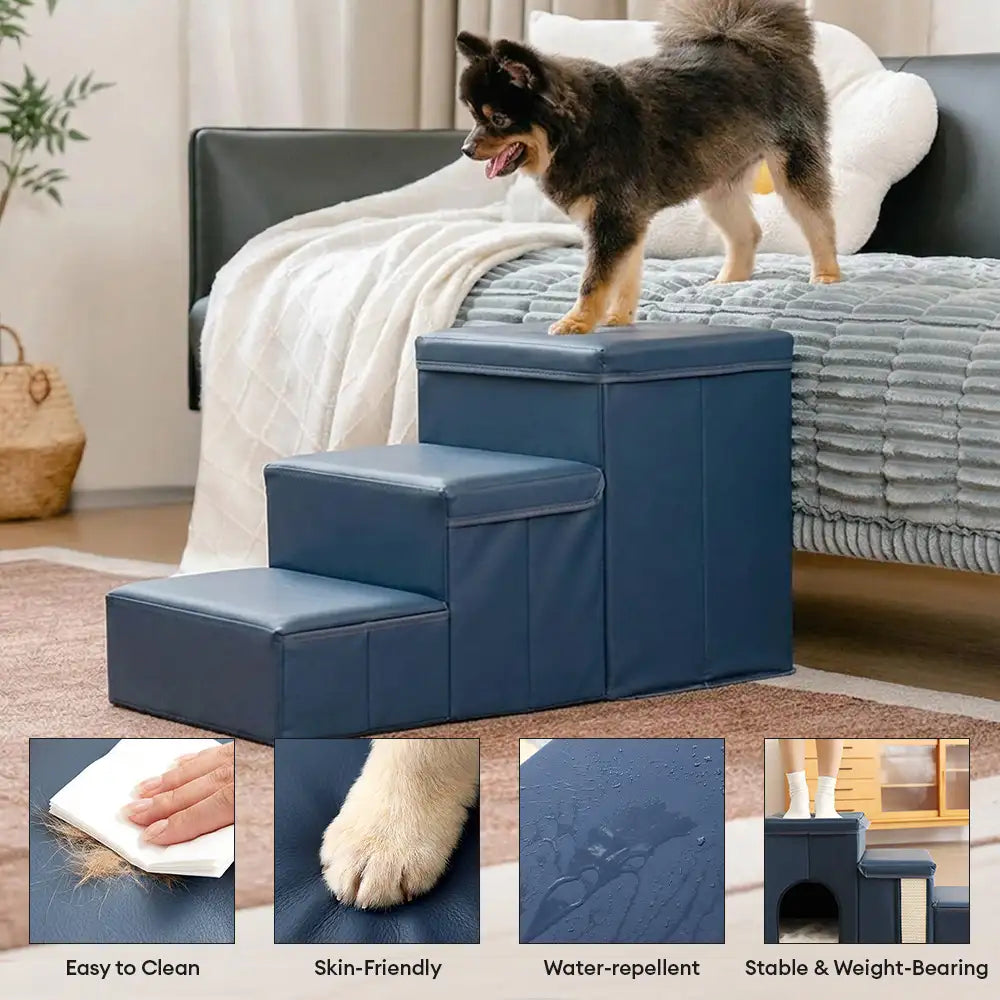 Arthritis-Friendly Multifunctional Foldable Non-Slip Dog Stairs with Storage and Condo