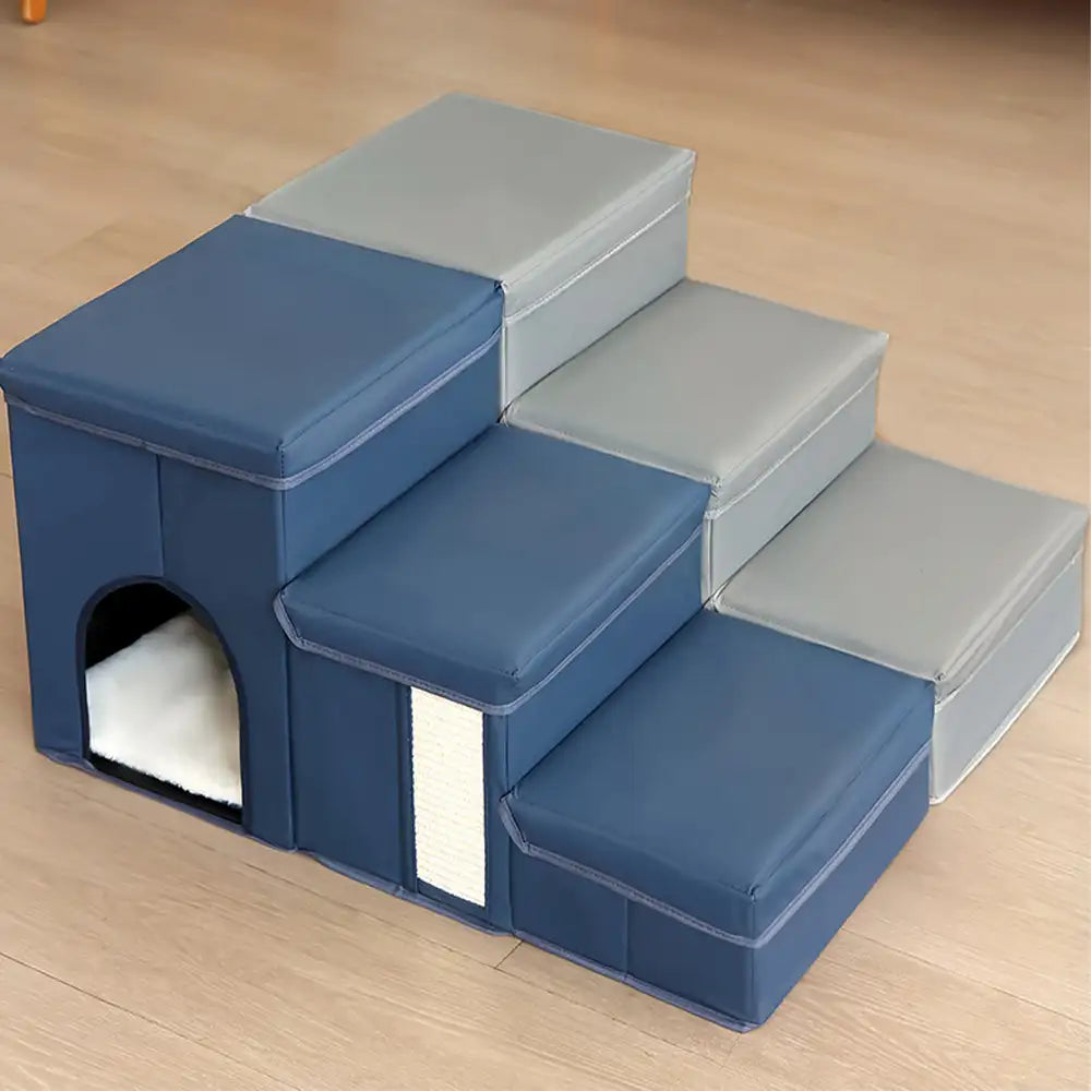 Arthritis-Friendly Multifunctional Foldable Non-Slip Dog Stairs with Storage and Condo