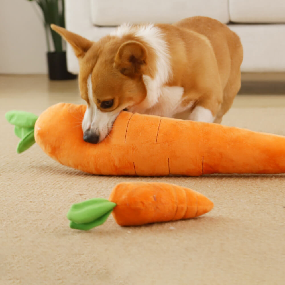 Carrot Squeaky Plush Toy Dog Interactive Toy FunnyFuzzy