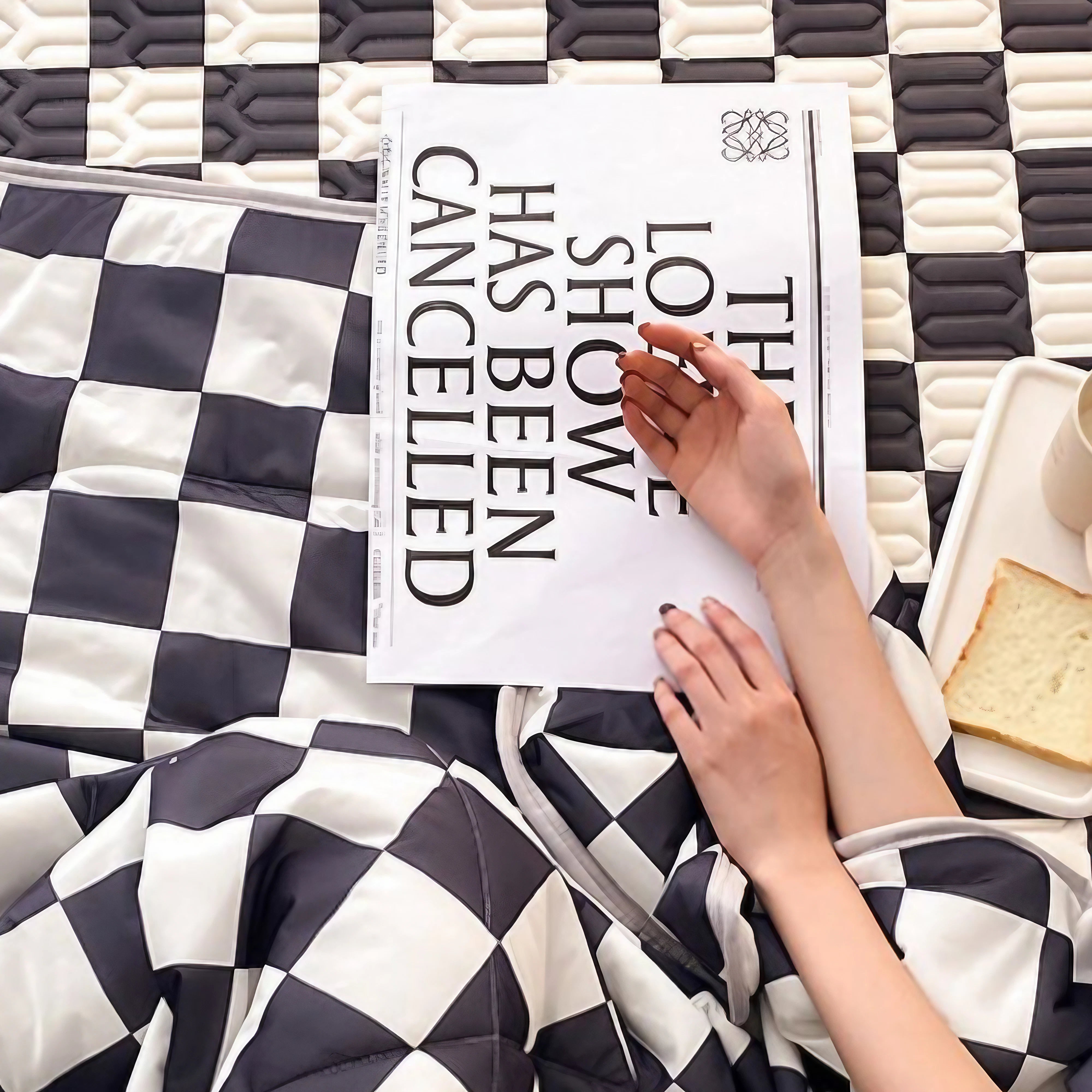 Tablero de ajedrex látex de cama de cama de seda de seda cubierta de colchón de colchón