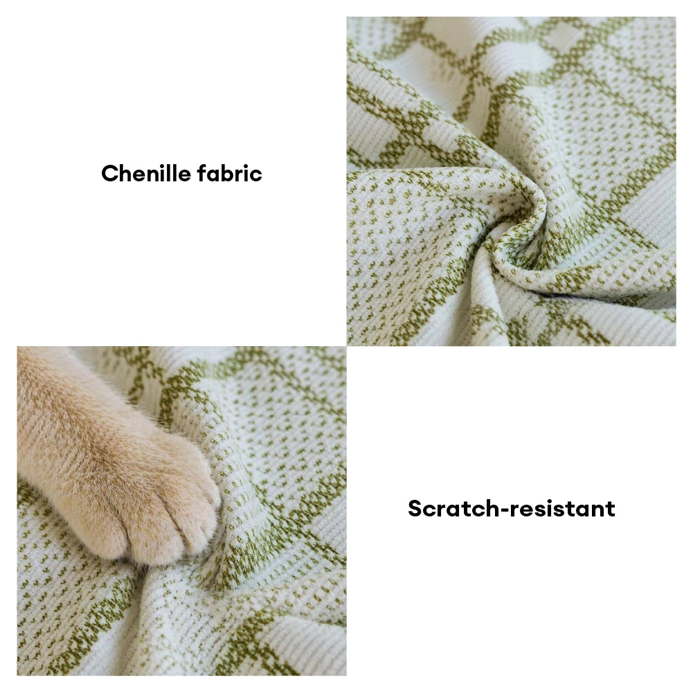 Checkered Pattern Breathable Chenille Sofa Protection Couch Cover