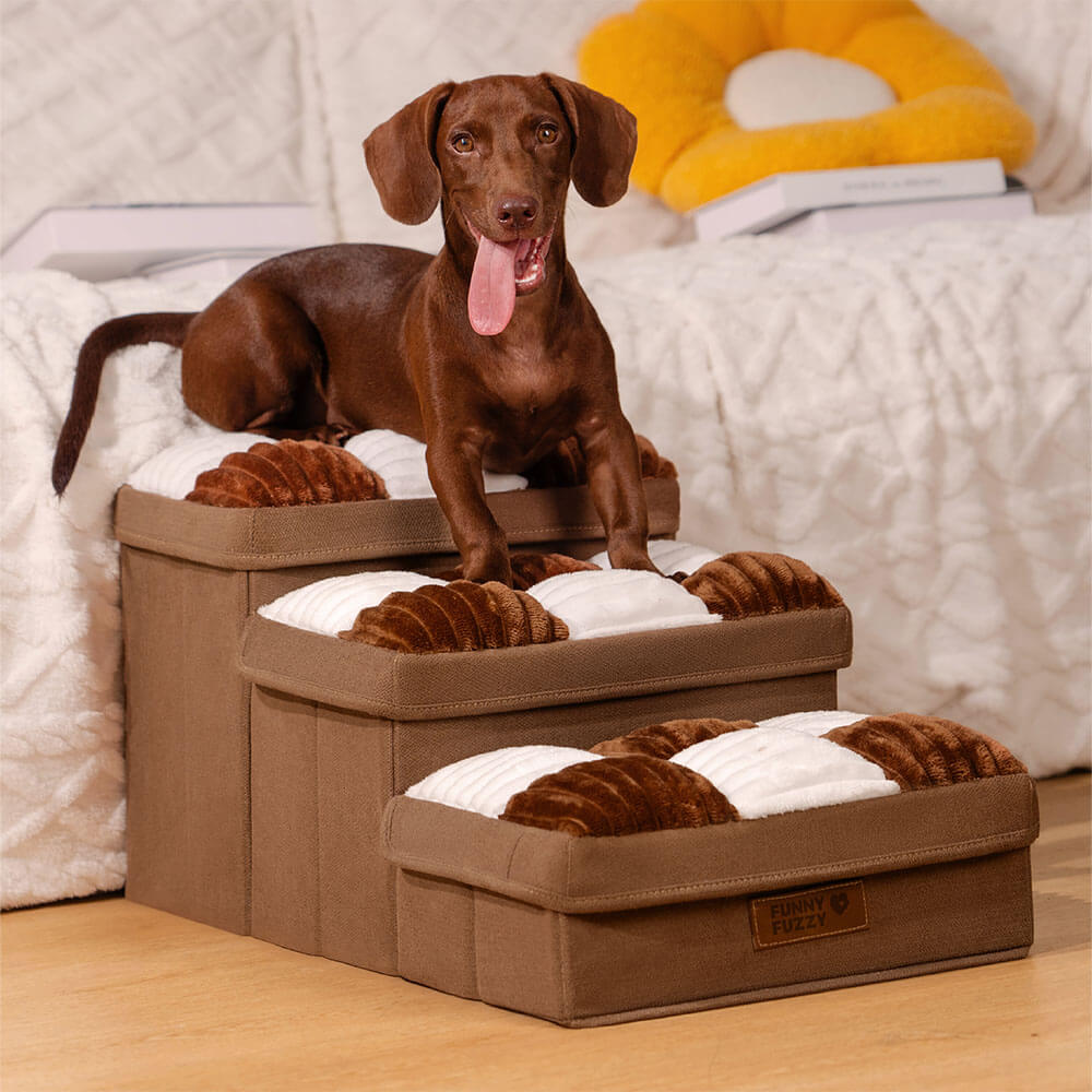 Escaleras para perros artesanales a cuadros con almacenamiento - multifuncional y plegable