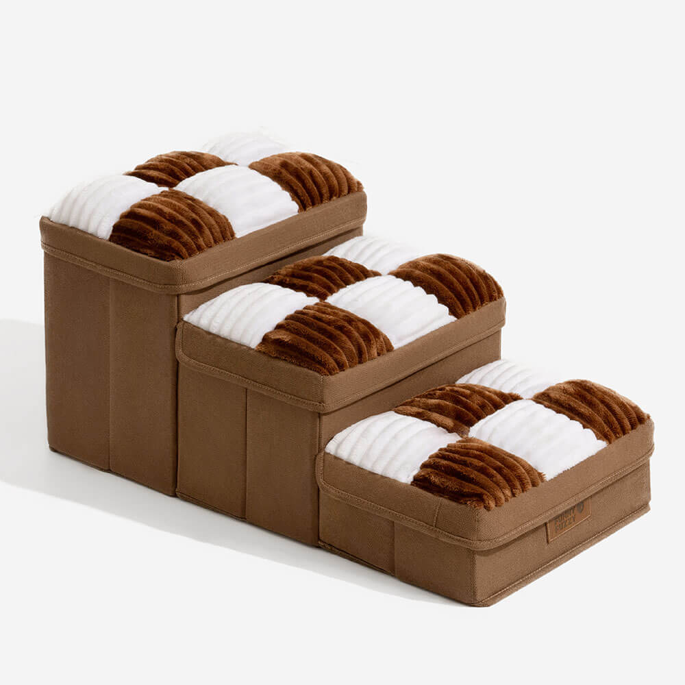 Escaleras para perros artesanales a cuadros con almacenamiento - multifuncional y plegable