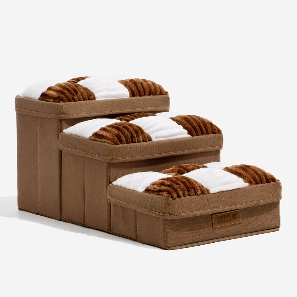 Escaleras para perros artesanales a cuadros con almacenamiento - multifuncional y plegable