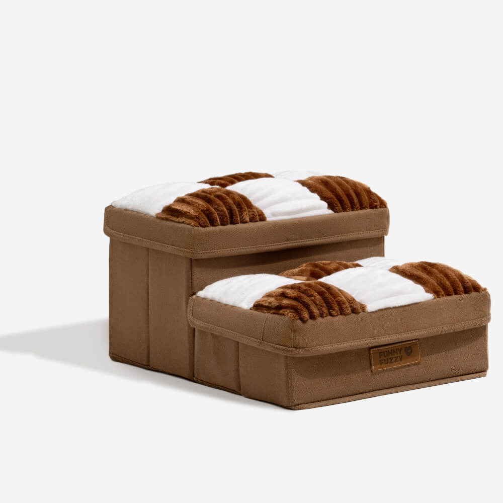 Escaleras para perros artesanales a cuadros con almacenamiento - multifuncional y plegable