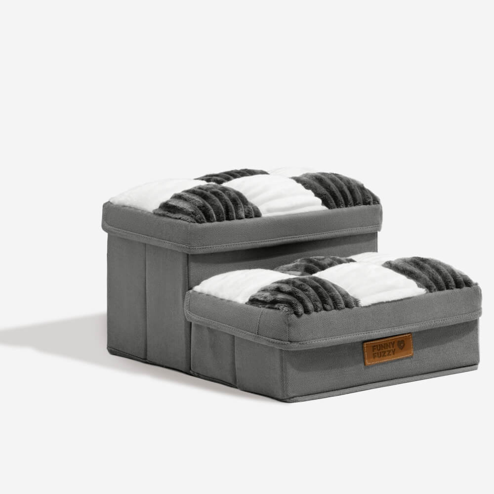 Escaleras para perros artesanales a cuadros con almacenamiento - multifuncional y plegable