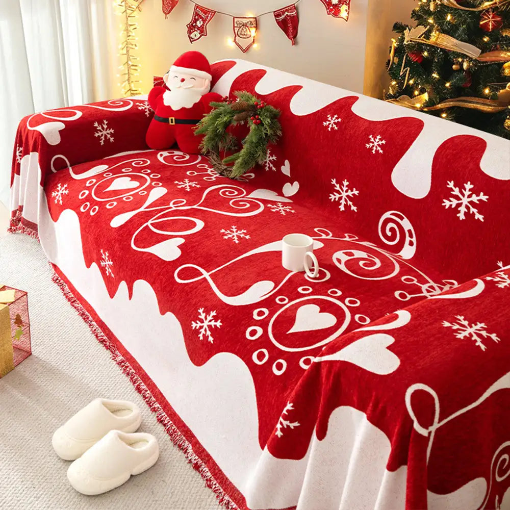 Christmas Decoration Chenille Wear-Resistant Sofa Blanket Couch Cover