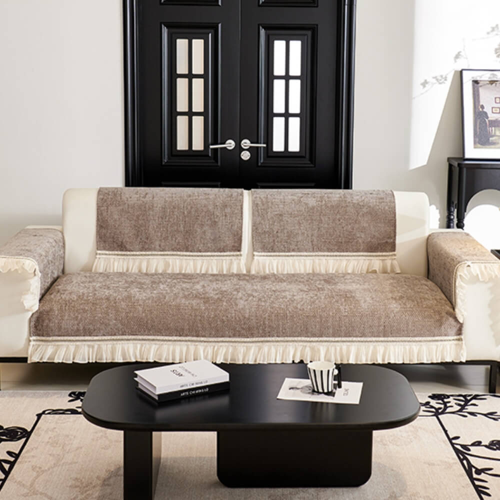 Capacal del sofá de desgaste clásico de Chenille para toda la temporada con molduras de encaje