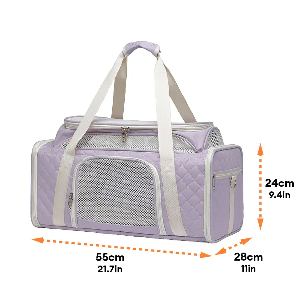Classic Diamond Pattern Portable Large-Capacity Expandable Pet Carrier Bag - Travel Nest