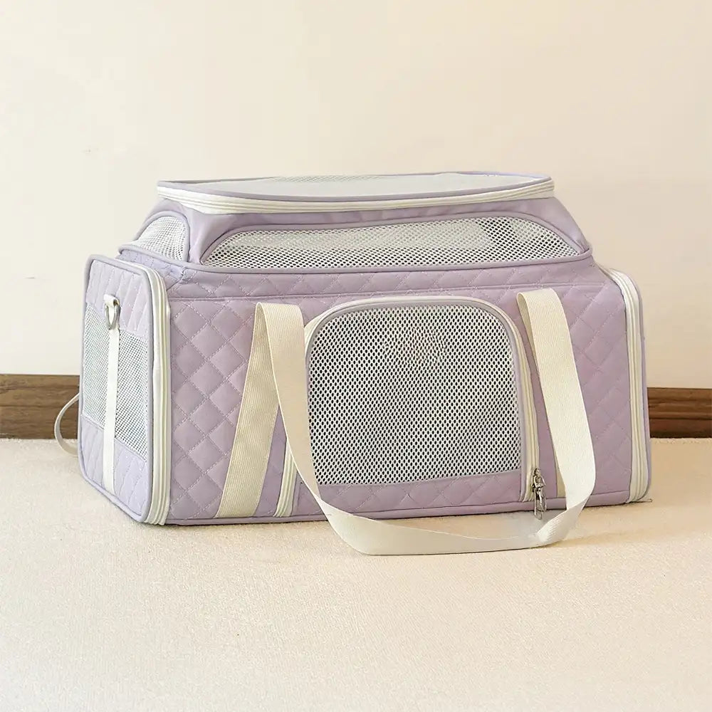 Classic Diamond Pattern Portable Large-Capacity Expandable Pet Carrier Bag - Travel Nest