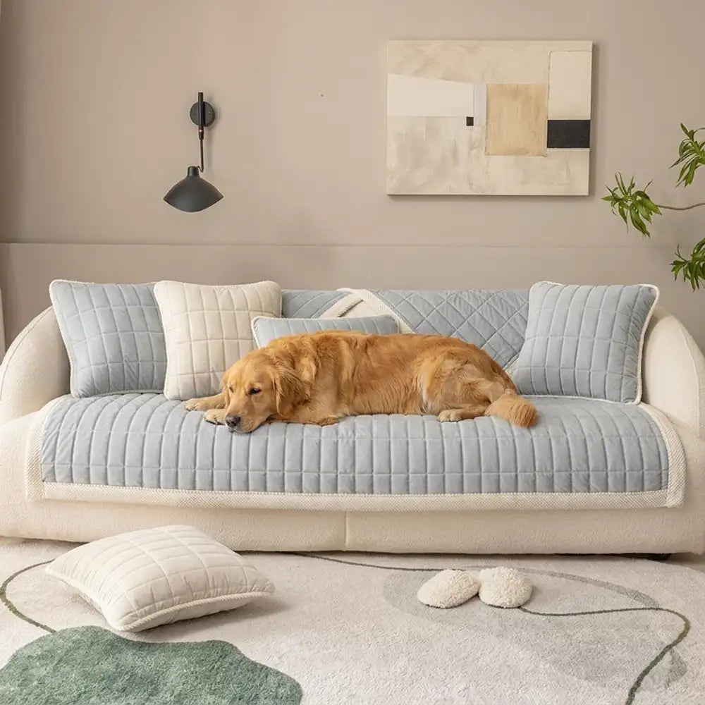 Classic Quilted Plaid Pet-Friendly Sofa Protection Washable Couch Cover - Plaid