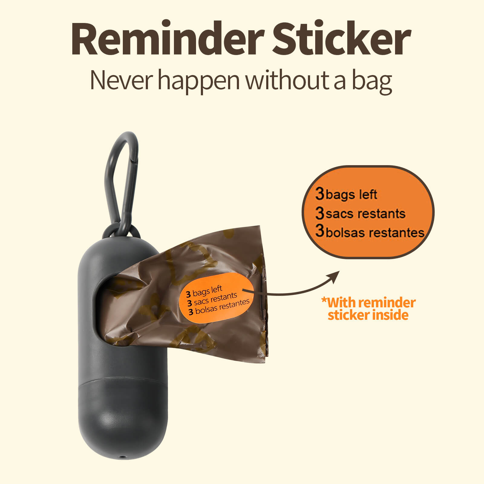 Coffee Flavor Dog Poop Bags with Reminder Sticker Inside