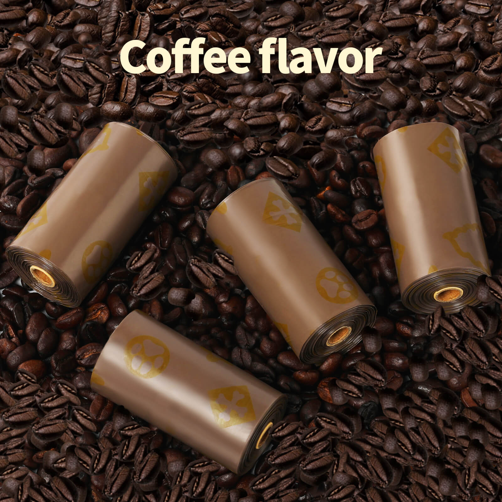 Coffee Flavor Dog Poop Bags with Reminder Sticker Inside