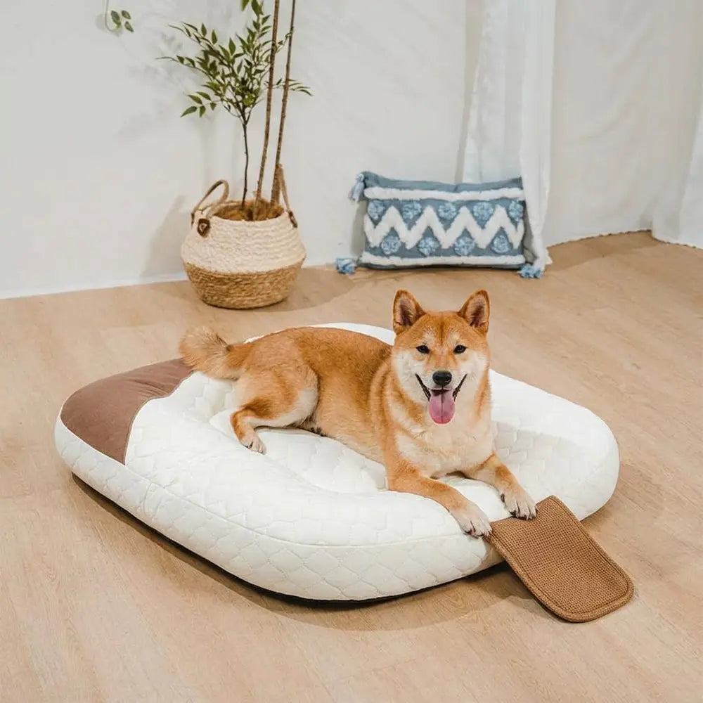 Cooling Ice Silk Heat Absorbing Dog Calming Bed Pet Bed - Ice Cream