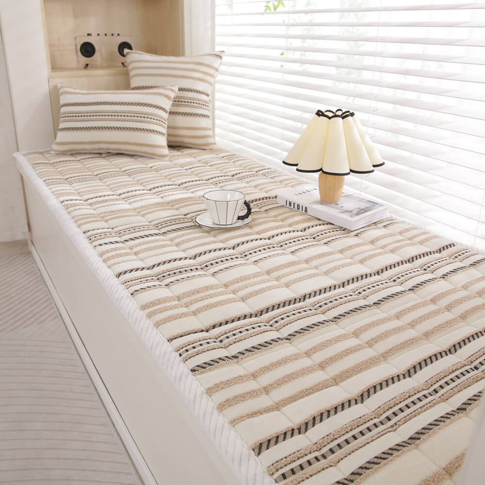 Cozy Chenille Striped Plush Sofa Protector Pet Mat Non-slip Couch Cover