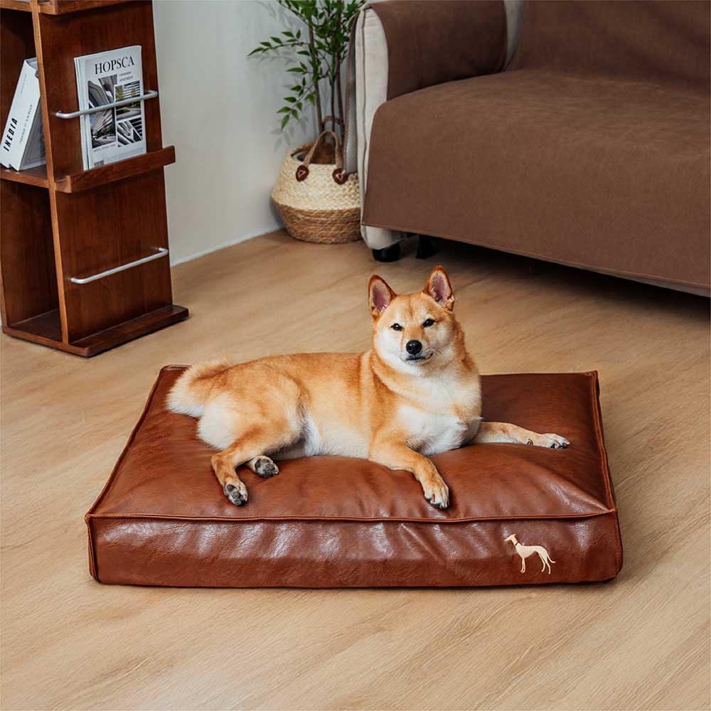 Durable and Easy-Clean Waterproof Leather Dog Bed
