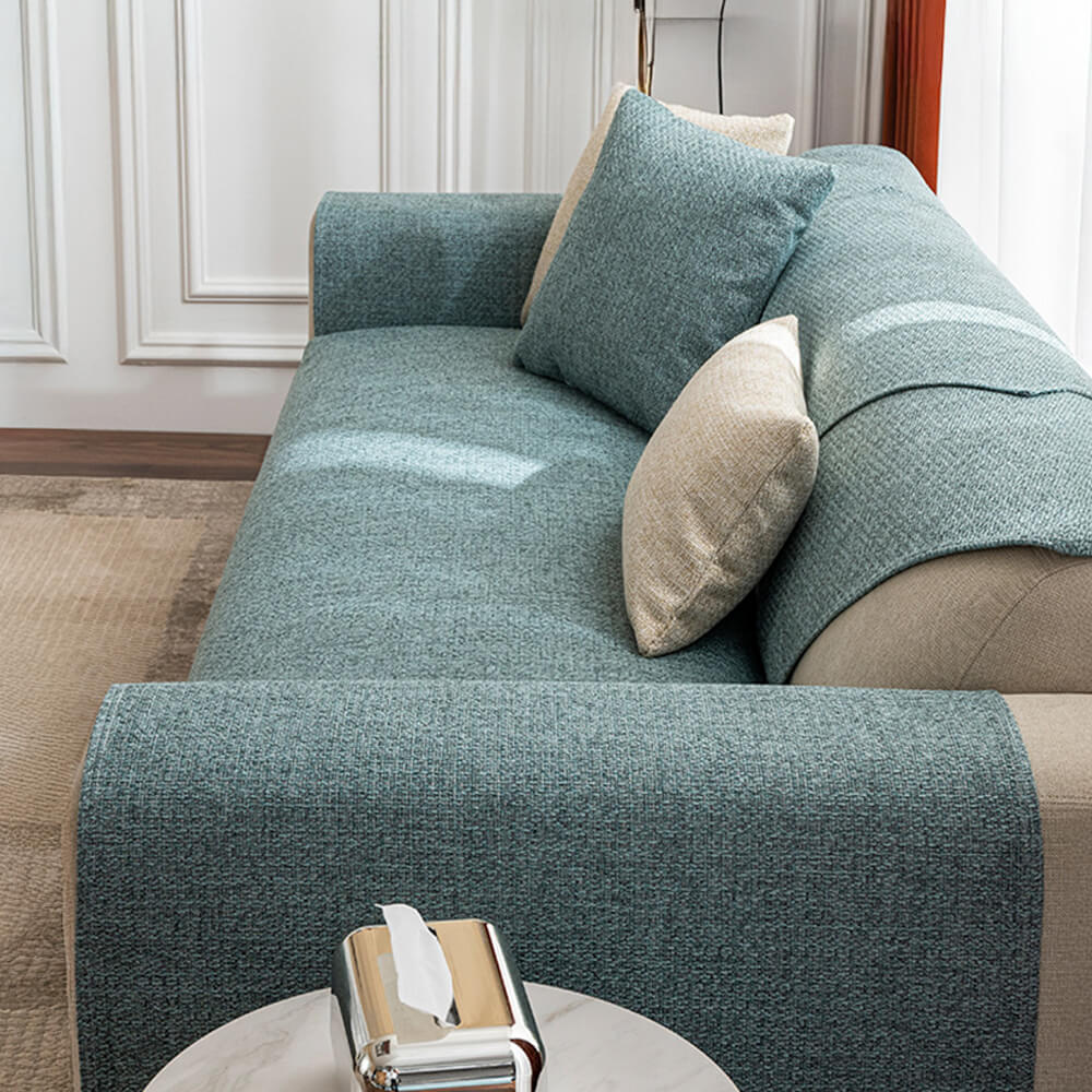 Minimalist Solid Color Breathable Faux Linen Couch Cover