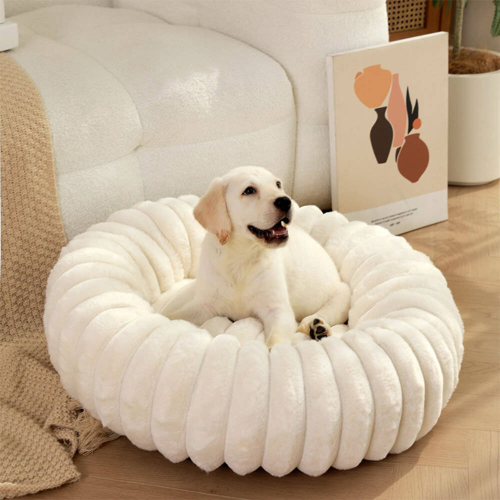 Ultra-Soft Plush Round Donut Support Dog Cat Bed FUNNYFUZZY