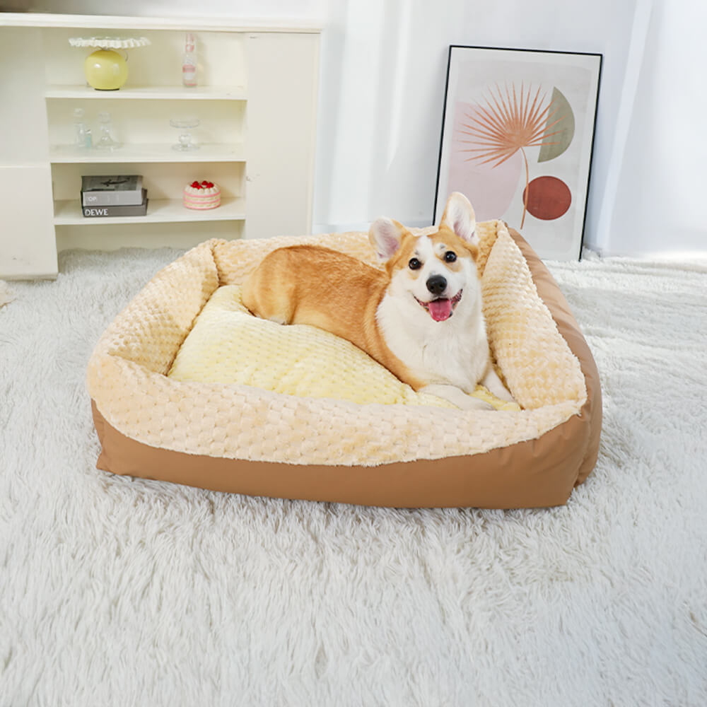 Vintage Cozy High-Wall Plush Warm Orthopedic Dog Cat Bed