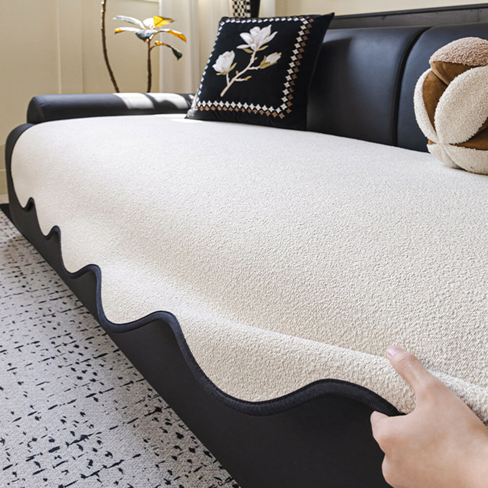 Water-repellent Teddy Fleece Non-Slip Straight Couch Cover
