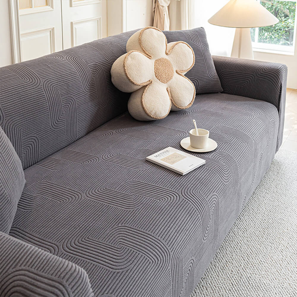 All-Seasons Polar Fleece Elastic Full Wrap Anti-Scratch Couch Cover