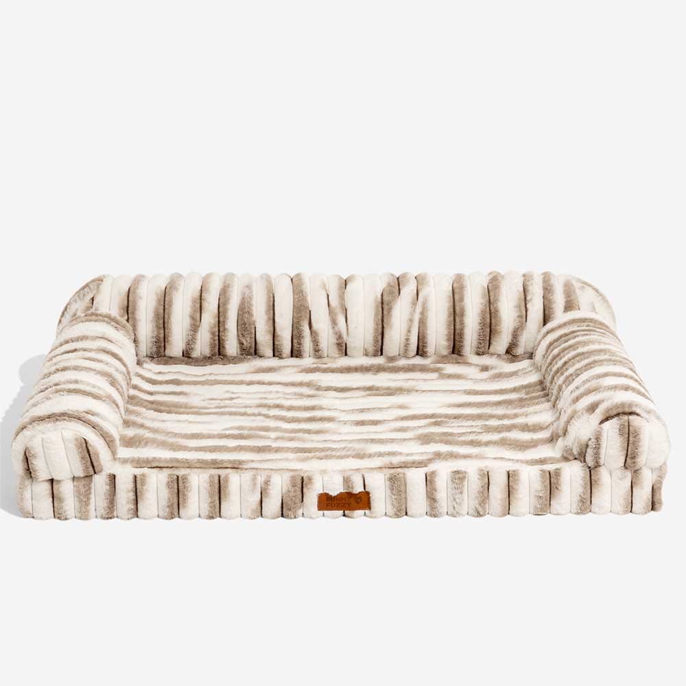 Cama de perro ortopédico rayado de rayas esponjosas - Luxe Comfort