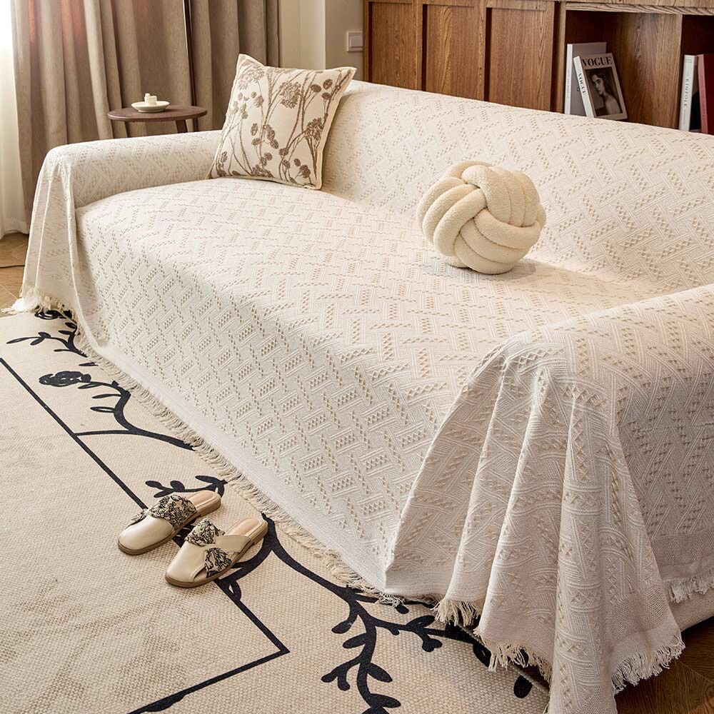 Soft T-Pattern Cotton Gauze Sofa Drape Throw Couch Cover