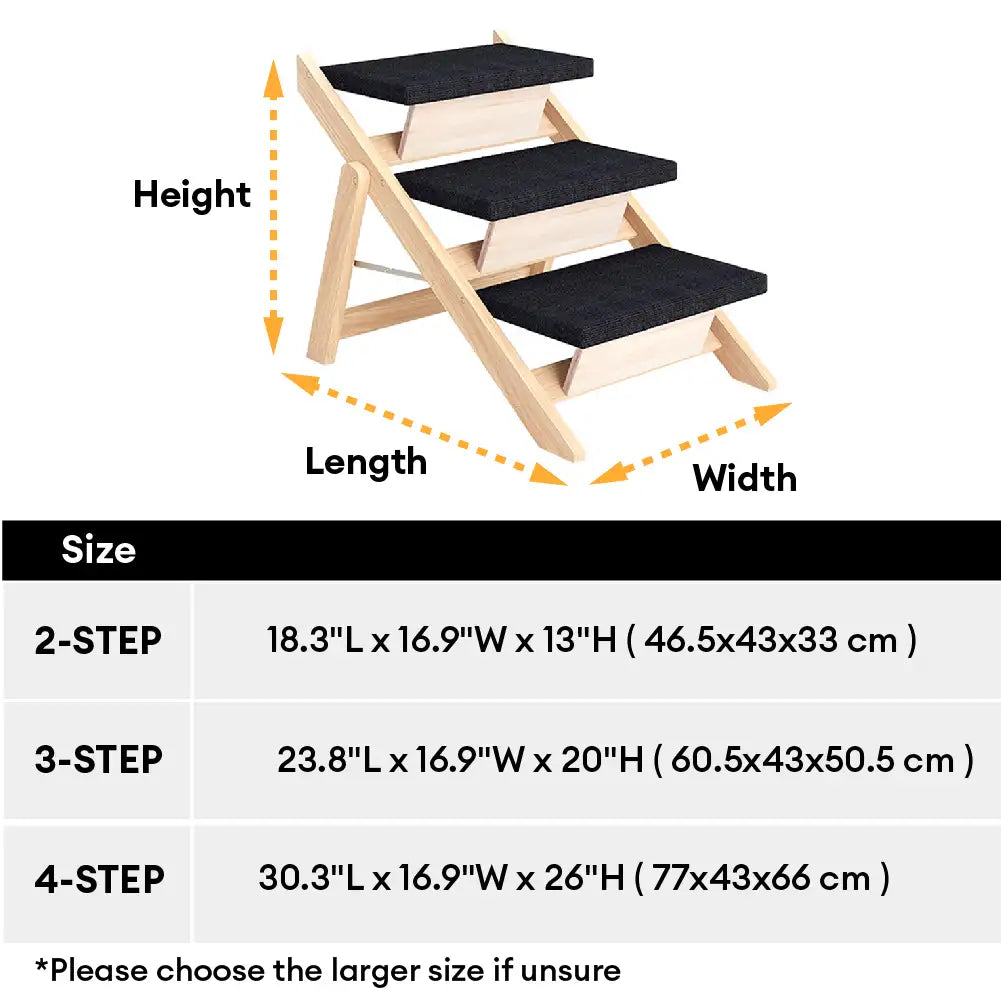2-in-1 Foldable Wooden Dog Stairs & Ramp with Non-Slip Pad