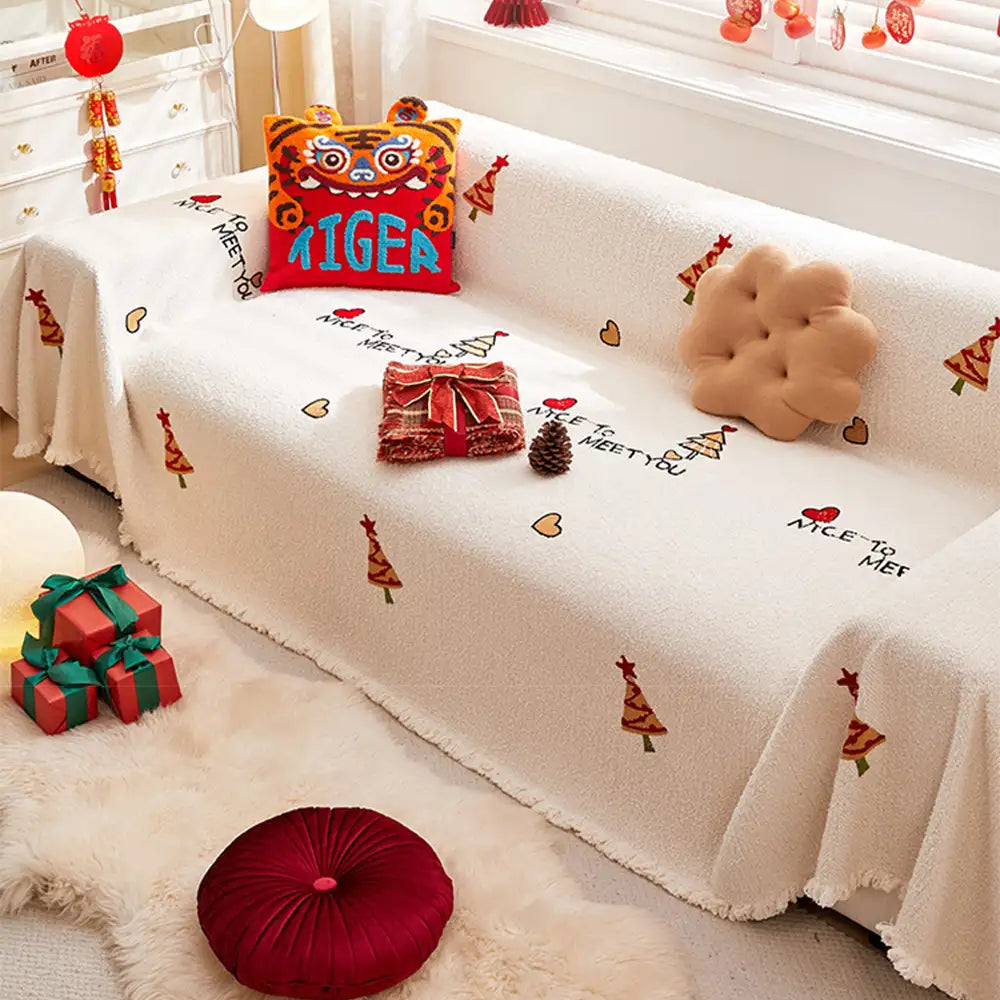 Christmas Tree Chic Thick Plush Sofa Blanket Couch Cover