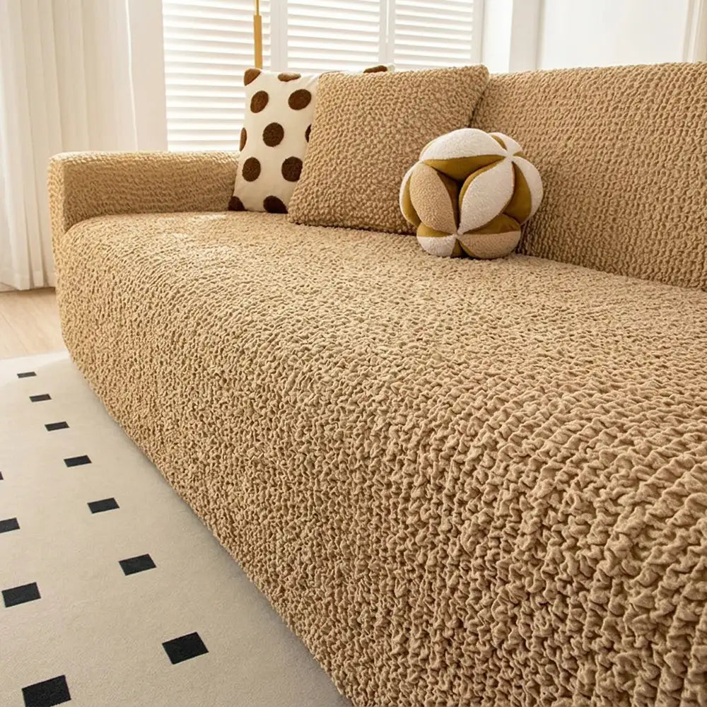Cream Style Seersucker Breathable Stretchy Full-Coverage Magic Couch Cover