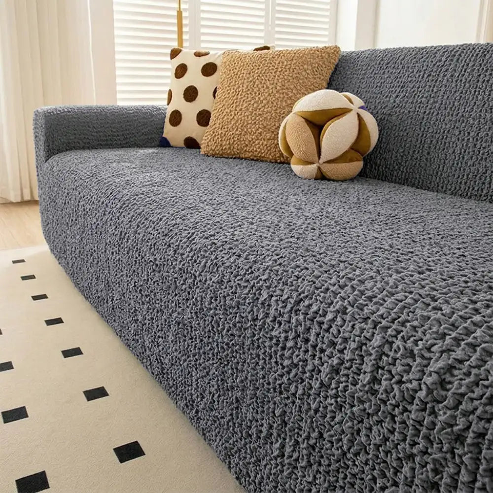 Cream Style Seersucker Breathable Stretchy Full-Coverage Magic Couch Cover