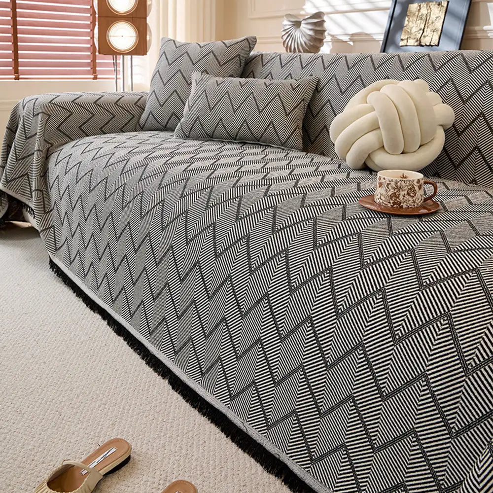 Faux Linen Scratch-Resistant Furniture Protector Sofa Blanket Couch Cover