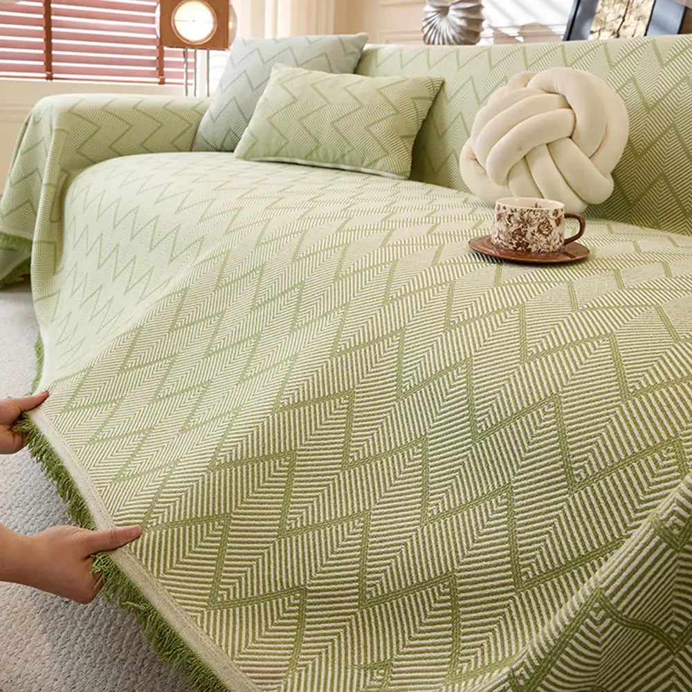 Faux Linen Scratch-Resistant Furniture Protector Sofa Blanket Couch Cover