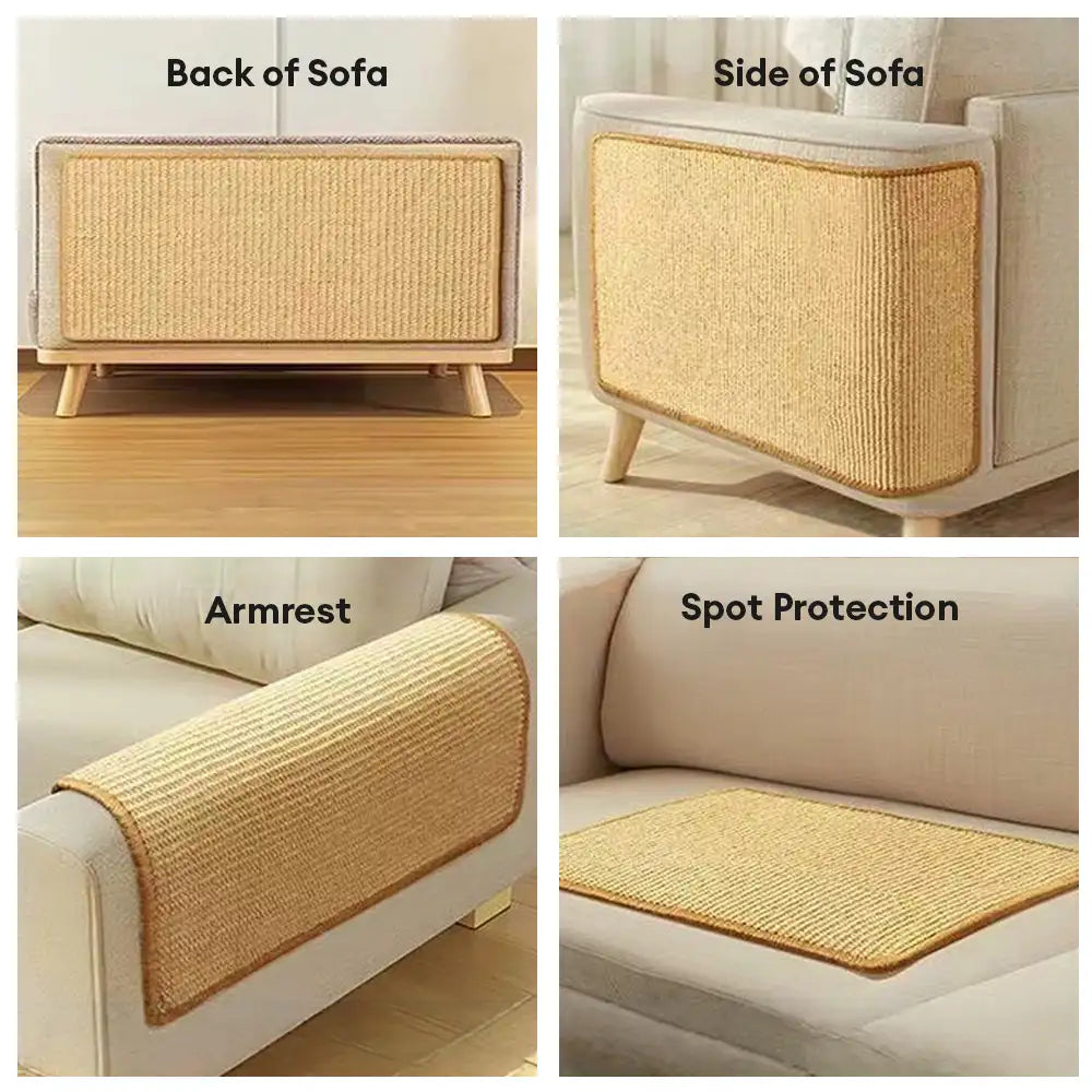 Faux Sisal Cat Scratcher Mat Sofa Protector with Velcro Tape