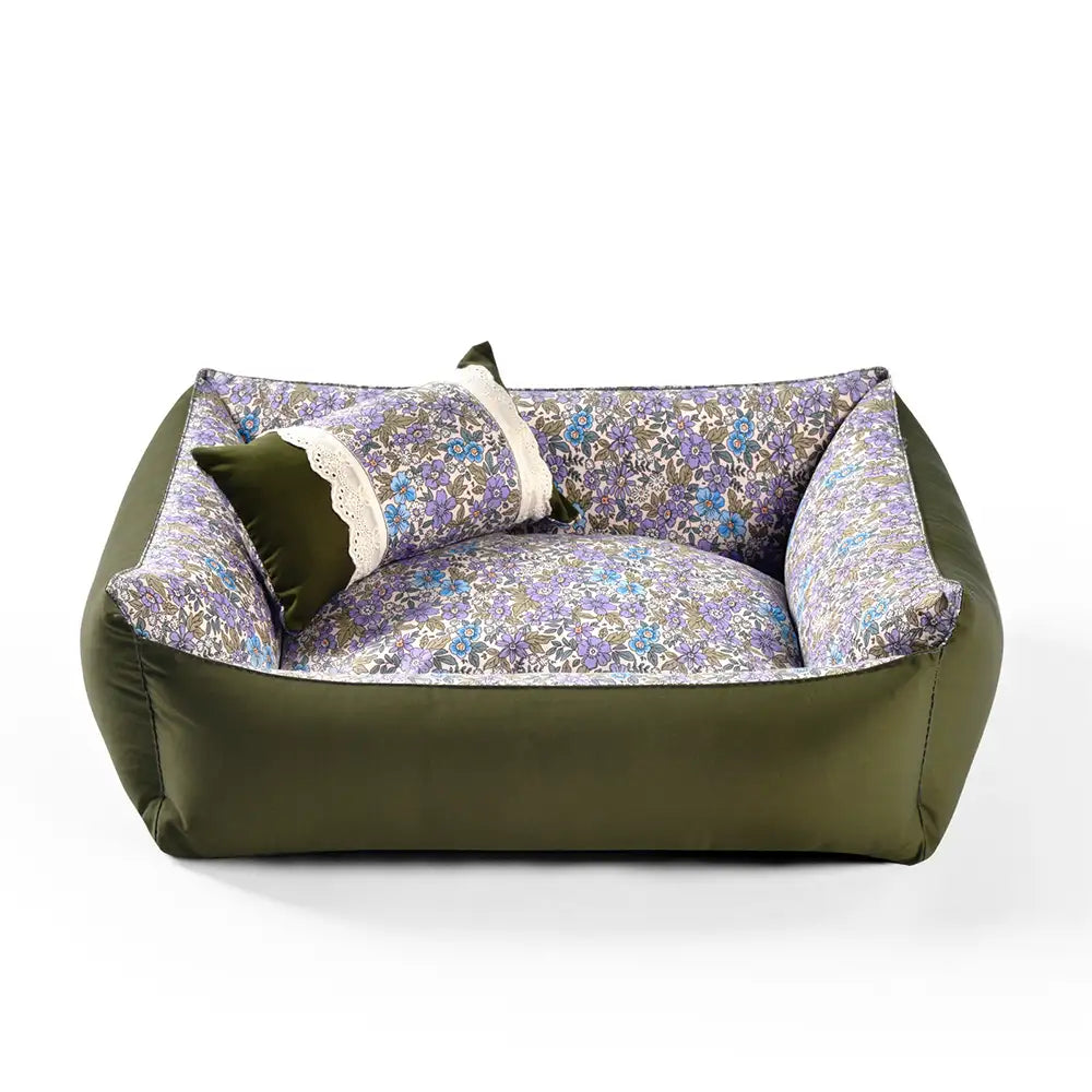Floral Pattern Anti Static Washable All Season Dog Bed