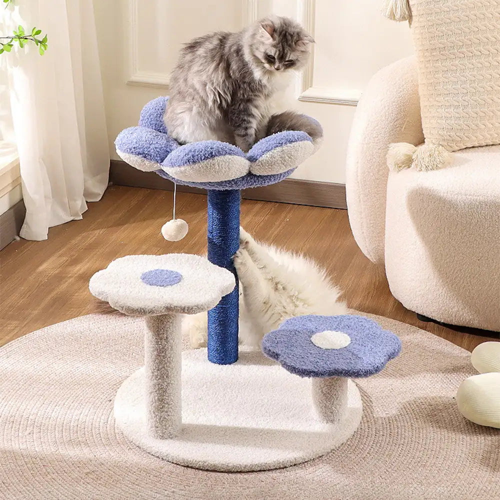 Flower Multi-Level Sisal Scratching Post Cat Tree