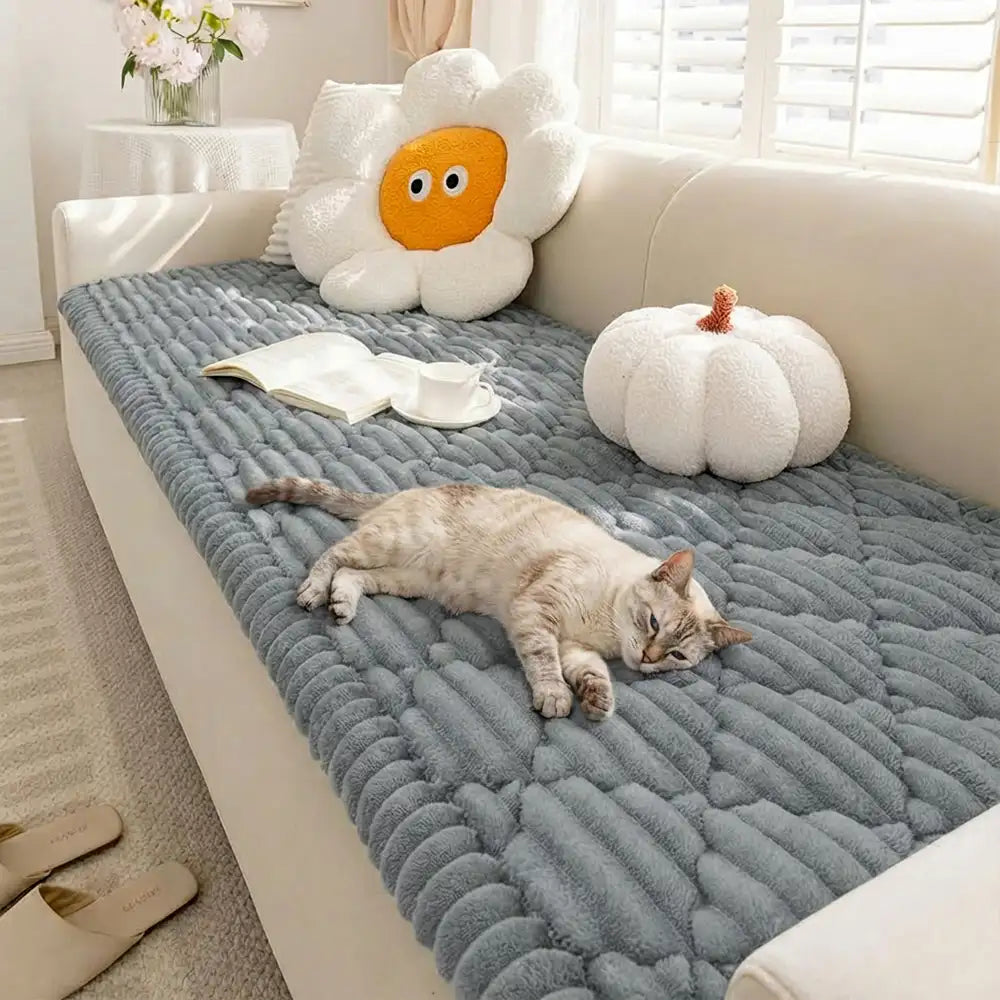 Fluffy Fuzzy Pet-Friendly Sofa Protector Washable Couch Cover Pet Mat